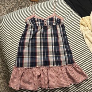 Plaid Spaghetti ruffle dress